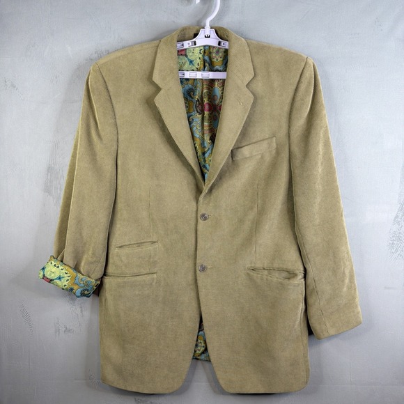 Sean John Other - Sean John Blazer Mens 42L Long Green Corduroy Sport Coat Paisley Lined